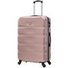 CELIMS Valigia in ABS, rigida, resistente, leggera, con 4 ruote girevoli a 360° e lucchetto integrato, Oro rosa., Grande - 75x40x30