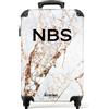 NoBoringSuitcases.com Valigia e Trolley Personalizzabili, 55x40x20 cm (Marmo - Bianco-Dorato), 10 kg