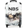 NoBoringSuitcases.com Valigia Bagaglio a Mano, Trolley Cabina Personalizzabile 55x40x20 cm, 10 kg (Marmo - Bianco-Nero-Dorato)