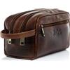 SID & VAIN® borsa toiletry vera pelle vintage GATWICK grande borsetta necessaire Toilette pochette beauty case da Viaggio uomo donna marrone prodotto artigianale
