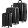 FERGÉ Set di 3 valigie viaggio espandibile TOULOUSE - bagaglio rigido dure + 5 cm 3 pezzi valigetta 4 ruote nero