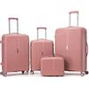 R.Leone Valigia da 1 pezzo Fino a Set 4 Trolley grande, medio, bagaglio a mano 55x40x20 Ryanair e beauty case Lucchetto TSA Polipropilene 8 Ruote Ultra Strong 6060 (Rose Gold, Set 4 Pezzi XS S M L)
