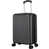 R.Leone Valigia 55x35x20 espandibile 55x35x25 cm Trolley Bagaglio a mano 4 Ruote in ABS Air Asia, Air France, Ita airways, KLM, EasyJet, Ryanair 3182 (Nero, Valigia 55x35x20+5cm espandibile)