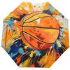 Niigeu Modello Artistico Basket Arancione Ombrello Pieghevole Automatico Ombrelli Antivento Protezione UV da Viaggio per Bambini Ragazzi Ragazze