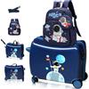 R.Leone Valigia Cavalcabile per Bambini Ryanair 55x40x20 cm + 30x23x14 cm Set 2 Pezzi Trolley Bagaglio a mano 4 Ruote e Zaino 311 (Astronauta, Valigia 55x40x20cm+Zaino)