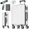 KESSER® Valigia da viaggio in ABS rigida con serratura a combinazione, bilancia e portafoglio, ruote a 360°, valigetta per business, trolley con asta telescopica e maniglia