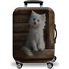 LNXSESN Copri Valigia Gatto Bianco Marrone Coprivaligia Elastica Copri Valigia Media Lavabile Anti-Graffio Luggage Cover con Cerniera Coprivaligia Media Riusabile Per 22-25 Pollici