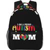 Generic Zaino Scuola Stampa Zainetto Asilo Bambino Autism Awareness Mom Portatile Zaino per Bambino per Uomo Ragazzi Esterni 29X40cm