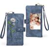 ALBERTBAND Portafogli da Donna con Incisione di Fiore di Nascita Personalizzato Nome Portafoglio lungo Regali per donne Festa della mamma Natale San Valentino (Blu2)