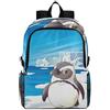 Vnurnrn Pinguino Invernale Blu Freddo Zaino Leggero Impermeabile Pieghevole Zaini Scolastico Bambini Borsa per Capretto Viaggio