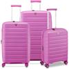 RONCATO B-FLYING Set 3 valigie trolley Grande Medio e Cabina Espandibili 4 Ruote, Rigidi con Chiusura TSA - Pink