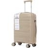 R.Leone Valigia da 1 Fino a Set 3 Bagaglio mano 55x40x20 Ryanair Medio Grande Ultra Strong Antiurto Resistente Trolley rigido leggero 8 ruote in Polipropilene 9180 (Beige, L Valigia Grande)