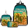 GDFENDU Set di 3 zaini italiani anime con portachiavi, 40,6 cm 3D stampato cartone animato borsa per il pranzo ad alta capacità zaino per la scuola ragazzo e ragazza, H, 16in