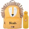 Upstitch Studio Trixie: Zaino e Borraccia per Bambini, per l'Asilo e Chitarra, Personalizzato con Nome Singolo o Come Set, Leone, Set: Rucksack BIG + Flasche