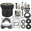 UYTGFO Adatto for motosega Husqvarna 353 346 350 537 25 30 02 Filtro olio carburante Linea Candela Cilindro da 45 mm Pistone Cuscinetto albero motore Kit paraolio