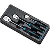 Capri Tools, Set cricchetto fine a 90 denti, impugnatura morbida ergonomica, attacco da 1/4", 3/8/, 1/2", 3 pezzi