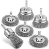 Pylevemv 6 ruote metalliche professionali, spazzola metallica in acciaio al carbonio per trapano, spazzola metallica per la pulizia della ruggine, accessori per trapano con gambo esagonale da 1/4 di