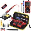 AUBEST Stazione di Saldatura, Kit for saldatore, multimetro digitale a temperatura regolabile da 80 W Auto RangingLCD, punte for saldatore Strumenti di rilavorazione for saldatura(908SKit-DM01)