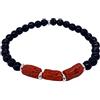 sicilia bedda - Bracciale Elastico in Corallo Rosso del Mediterraneo - Prodotto Realizzato a mano - Idea Regalo (3 Pietre Argento 925 Uomo (20.5_22))