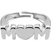 Cavaliere Gioielli Anello MoM Argento 925 Mamma Regolabile Donna Anallergico Cuore e scritta