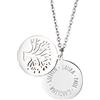 Gravado Collana da Donna in Acciaio Inox con 2 Pendenti Circolari, Albero della Vita, Incisione Personalizzabile con Nomi