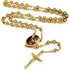 FaithHeart Collana Rosario Medaglia HD Foto Uomo Donna Crocifisso Pregheria Collana Croce Cattolica Personalizzata Catena Colorata con Perline Ciondolo Crocifisso Gioielli Religiosi