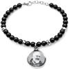 amorili Bracciale San Padre Pio da Pietrelcina in Acciaio Inox con Pietre Dure - Gioiello Religioso Cattolico Cristiano Unisex, Idea Regalo Fede e Devozione (onice)