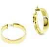 Never say Never Orecchini a cerchio super larghi in oro giallo 18 carati, larghezza 7 mm e diametro esterno 3,20 cm, peso 4,90 g in oro 18 carati, facile chiusura a scatto di sicurezza.