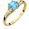 Sakrami Anello in Oro con Zircone Blu Mare + Gioiello con scatola Personalizzata. Idea Regalo per Donna, Ragazza, San Valentino per Fidanzamento, Anniversario Occasioni Speciali + Confezione regalo