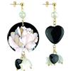 IN LEBOLE Orecchini Mix & Match Circle Piccolo Fiore Bianco Fondo Nero
