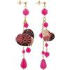 Lebole Maison Orecchini Cuore Ciuffo Tessuto Fucsia