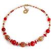 VENEZIA CLASSICA - Collana da Donna girocollo con perle in Vetro di Murano Originale, Collezione Diana, rosso con foglia in oro 24kt, Made in Italy certificato