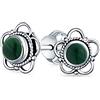 Bling Jewelry Bali indonesiano Tiny aperto Genuine Gemstone Birthstone Fiore Orecchini per le donne adolescenti ossidato .925 Sterling Silver