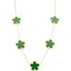 FREDDY Collana Donna Acciaio Inossidabile Gold- Fiori Verdi - Idea Regalo Alta Qualità - Modello FJ-30059