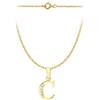 CARISSIMA Pendente con iniziale C in cubic zirconia 8 x 12 mm su collana con catena Prince of Wales da 0,4 mm in oro giallo 9 ct di lunghezza 46 cm/18 pollici
