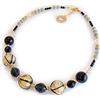 VENEZIA CLASSICA - Collana da Donna girocollo con perle in Vetro di Murano Originale, Collezione Aida, perle in vetro con foglia in oro 24kt e venature nere, Made in Italy certificato