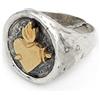 Damiano Argenti Anello Chevalier Tondo in Argento Sterling 925 Martellato con Sacro Cuore con Pugnale in Argento Placcato Oro