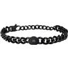 Breil, Collezione Black Diamond, Bracciale Uomo, in Acciaio Lucido IP Black, Elemento Centrale con Diamante Nero da 2 Punti, Chiusura a Moschettone, Lunghezza 17-22 cm
