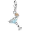 THOMAS SABO 1930-041-7 - Ciondolo a forma di bicchiere da cocktail blu in argento sterling 925 di alta qualità, con vetro margarita tridimensionale, dettagli dettagliati, dimensioni: 28 x 12 mm,