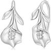ZUOHUI Orecchini a bottone in argento sterling S925 con calla for donna, orecchini ipoallergenici con design floreale for uso quotidiano e ufficio, 1,6x0,8 cm