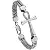 OIDEA Braccialetto egiziano Ankh da uomo: bracciale a catena Franco a doppia fila intrecciato Key of Life Bracciale da uomo in acciaio inossidabile Amuleto di protezione gioielli regalo, Medium