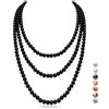 genkigold Collana Lunga di Perle per Donne Degli Anni '20 - PARIGI - Perle di Cultura Naturali - Lussuose Perle di 8mm Eleganza Senza Tempo Lunghezza 150cm(60) - per Ogni Occasione Speciale -Nero