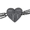 Suplight Collana Donna Personalizzata a Cuore Divisio con Nome in 4 pezzi collana nera donna Acciaio Inossidabile Collana Puzzle collana amica famiglia personalizzata Regalo Natale San Valentino