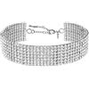 Zealmer Collana Girocollo con Strass in Stile Bohémien, Argento, Diamanti Scintillanti, Strass in Cristallo, Collana con Glitter, Gioielli Placcati in Oro, Regali per Donne, Matrimonio, Da Sposa, Da