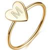 Memorjew Anelli in argento Sterling 925 per ragazze e donne, anello con iniziale a forma di cuore, anello impilabile per donne e ragazze, gioielli regalo, 8, Metallo, M