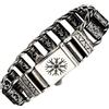 ForFox Bracciale helm of awe vichingo punk bracciale a maglie larghe in acciaio inossidabile al titanio con rune per uomo 22cm