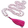 INFINITY GEMS Collana Mala con perle di quarzo rosa naturale AAA 108 Messa a terra Guarigione Nappa Protezione spirituale Meditazione Equilibrio Salute mentale Japa Mala