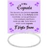 Bramart Bracciale Tennis Donna Cognata Argento Sterling 925 Compleanno Idee Regali per lei, Bracciali cognate Brillanti oro Idea Regalo Natale - Cofanetto con DEDICA incluso (A mia Cognata 6)