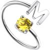 Suplight Suplihgt Anello Donna Argento 925 Personalizzato Anello Lettera M Anello Donna Argento con Pietra Personalizzata Anello Donna con Iniziale M Personalizzato Regolabile Regalo Natale San Valentino