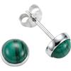 mantraroma orecchini a bottone in argento 925 con pietra preziosa a strisce verde malachite, orecchini a bottone in vero argento sterling da donna, regalo